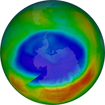 The ozone hole over Antarctica in 2017.
