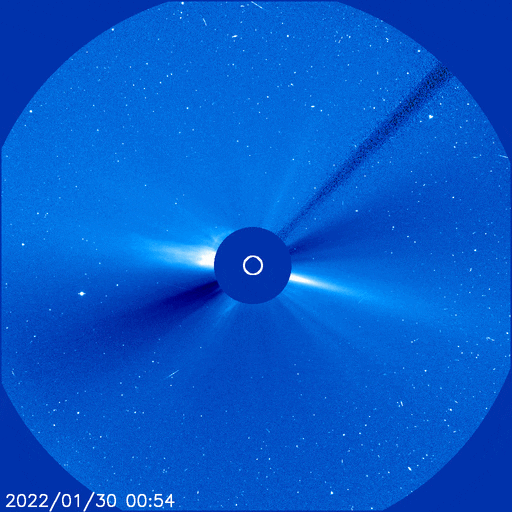 Flashes of bright light are emitted from opposite sides of the Sun outwards into space during a coronal mass ejection.