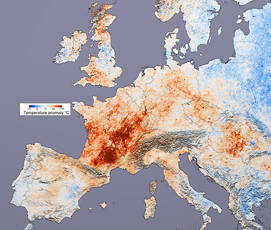 Europe’s 2003 extreme heat was concentrated in France