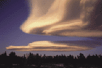 Thin, lens-shaped clouds