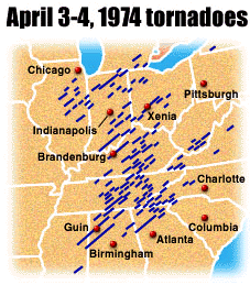 most common tornado locations