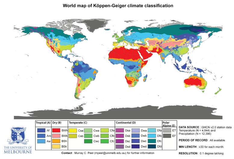 Koppen Geiger Climate Classification