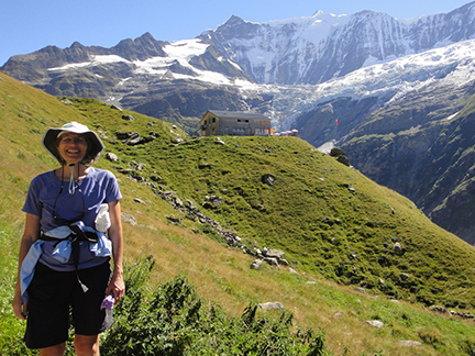 Clara Deser in the Swiss Alps.
