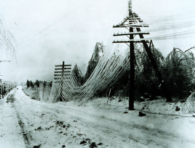 Ice-covered powerlines
