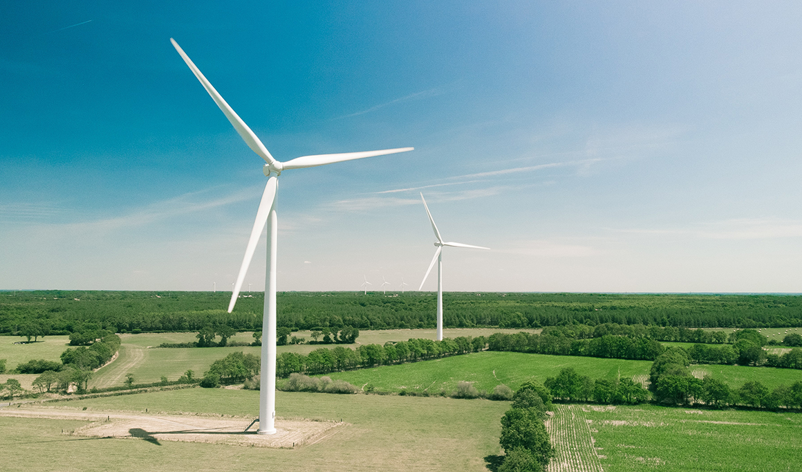 Wind turbines in a landscape