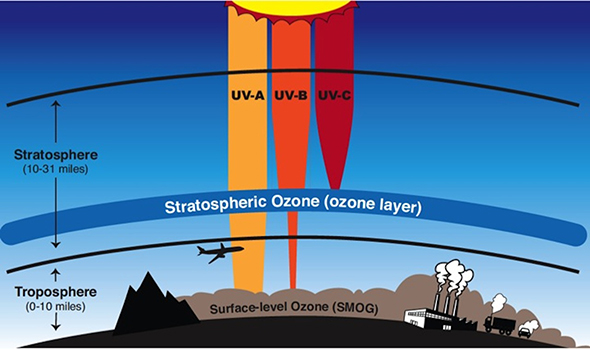 FREE! - Diagram of Ozone Absorbing UV-B Radiation | Colouring Sheets