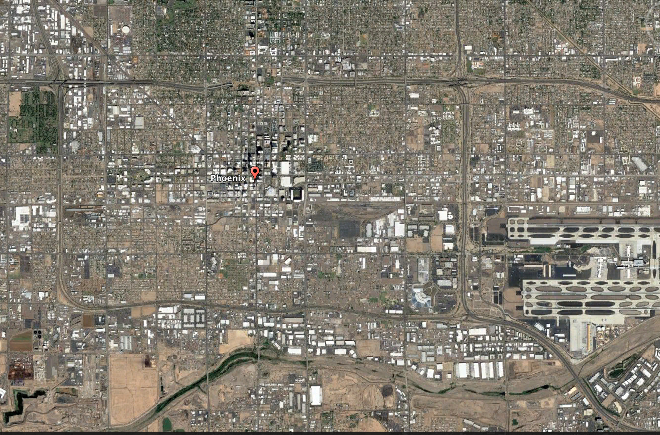 The city of Phoenix viewed from above