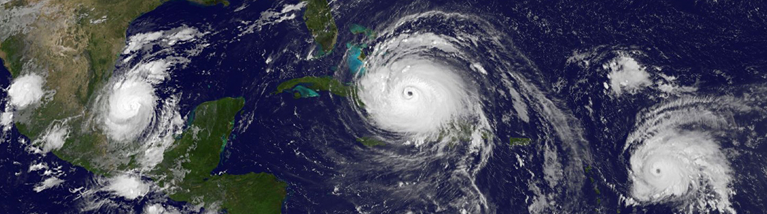 Three hurricanes in the Atlantic in 2017
