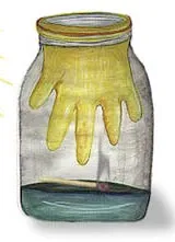 Drawing of Glove in Jar