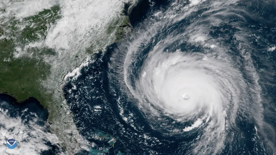 View of Hurricane Florence approaching the East coast of the U.S. from a satellite 
