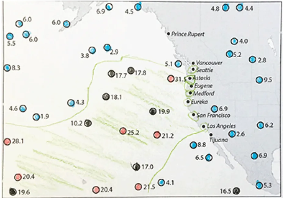 Example of a map that students make during the Hunting the Pineapple Express activity