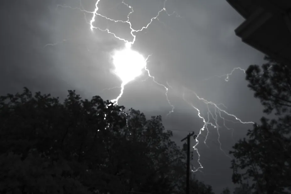 photo of ball lightning, an unusual type of lightning that appears as a sphere and can last for a few seconds