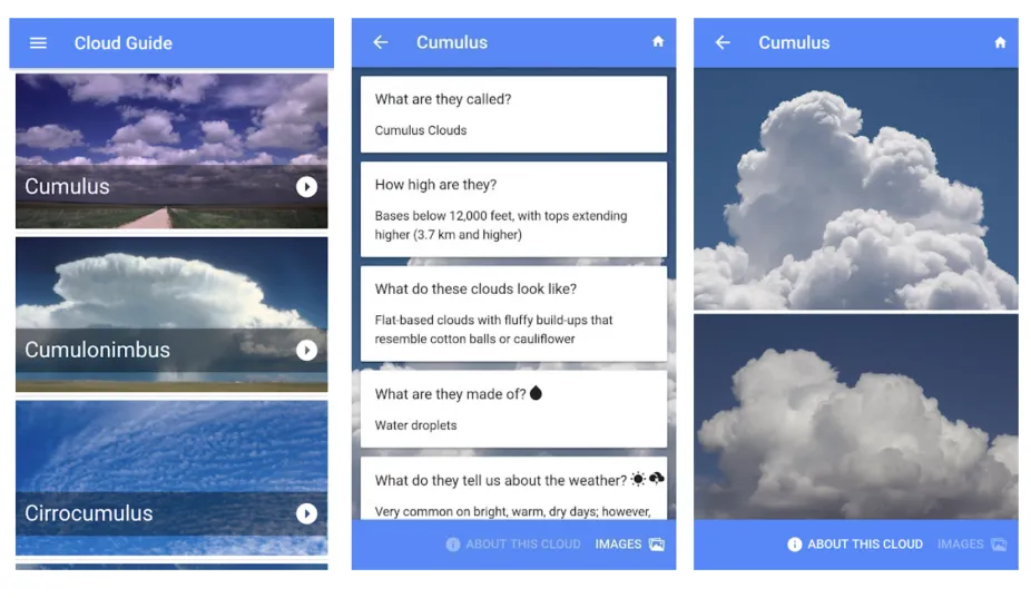 Screenshots of cloud app