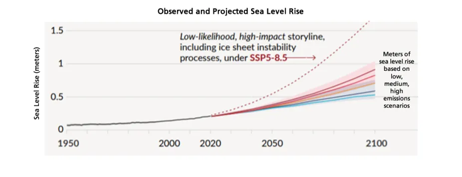 Observed and projected sea level rise