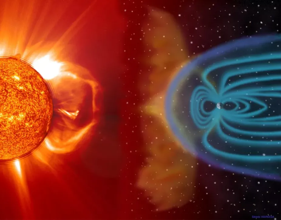 Earth's magnetic field slices through harsh solar winds like a ship cruises through water.