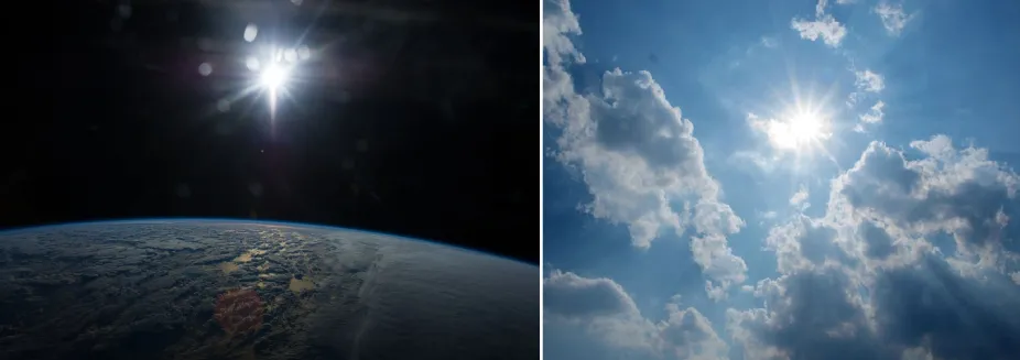 photos of the Sun from space and from Earth