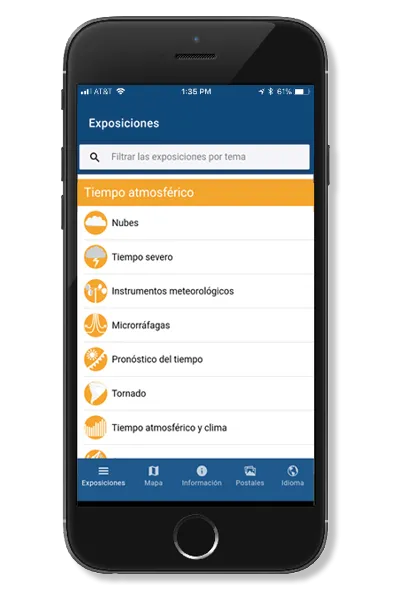 Screenshot of tour app in Spanish