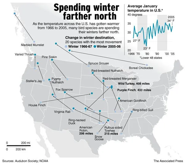 Changes in bird migration