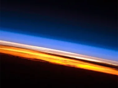 Layered structure of Earth's atmosphere as viewed from space
