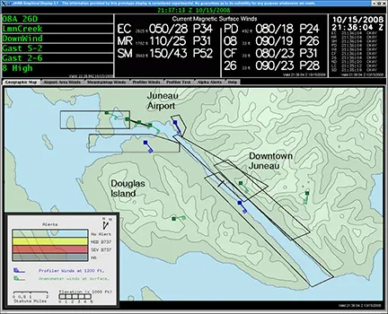 Color map of Juneau, Alaske an surrounding area and tabular data