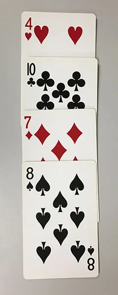 Playing cards indicating yearly temperature variability