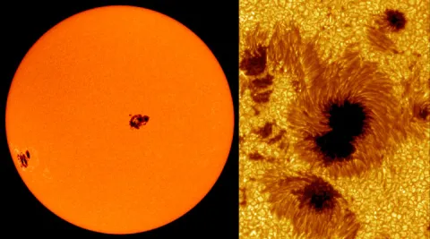 Two views of sunspots